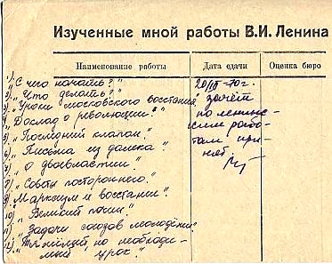 Страница ленинской тетради, 1970 год