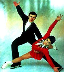 Советские чемпионы мира по фигурному катанию И. Роднина и А. Зпйцев
